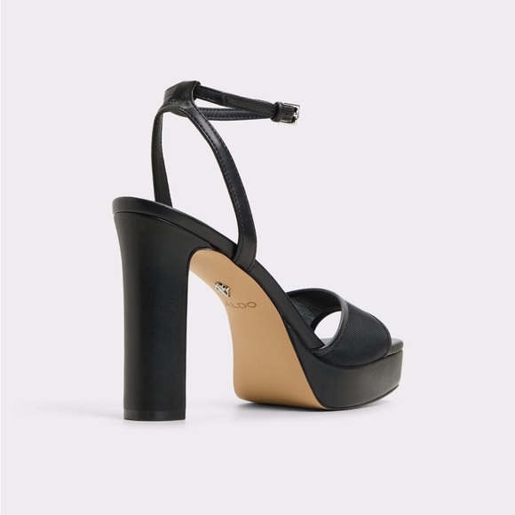 Aldo Chicglimmer Black Strappy Platform Heels 4 inch - Picture 3 of 7